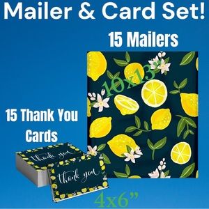 LEMON DESIGN MAILER & CARD SET! 15 MAILERS & 15 MATCHING CARDS!